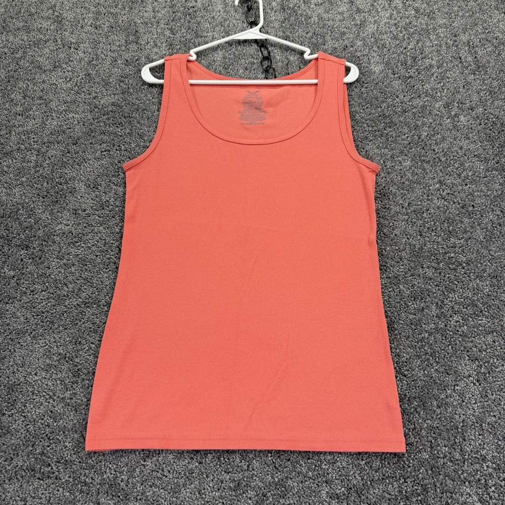 Faded Glory Tank Top Womens 2X Pink Ribbed Scoop Neck Basic Summer Casual